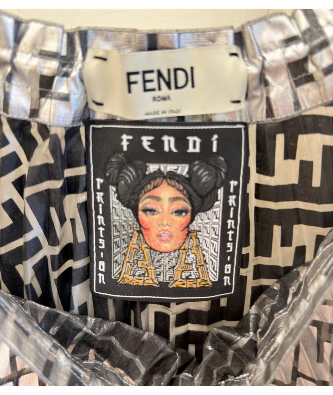FENDI Серебряная полиамидовая юбка миди, фото 3
