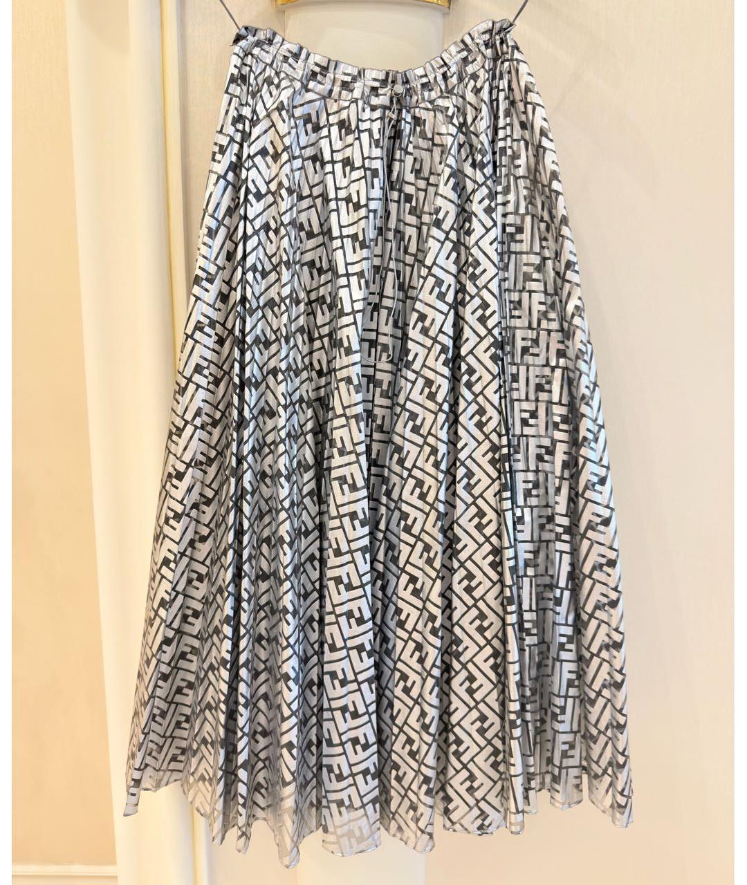 FENDI Серебряная полиамидовая юбка миди, фото 8