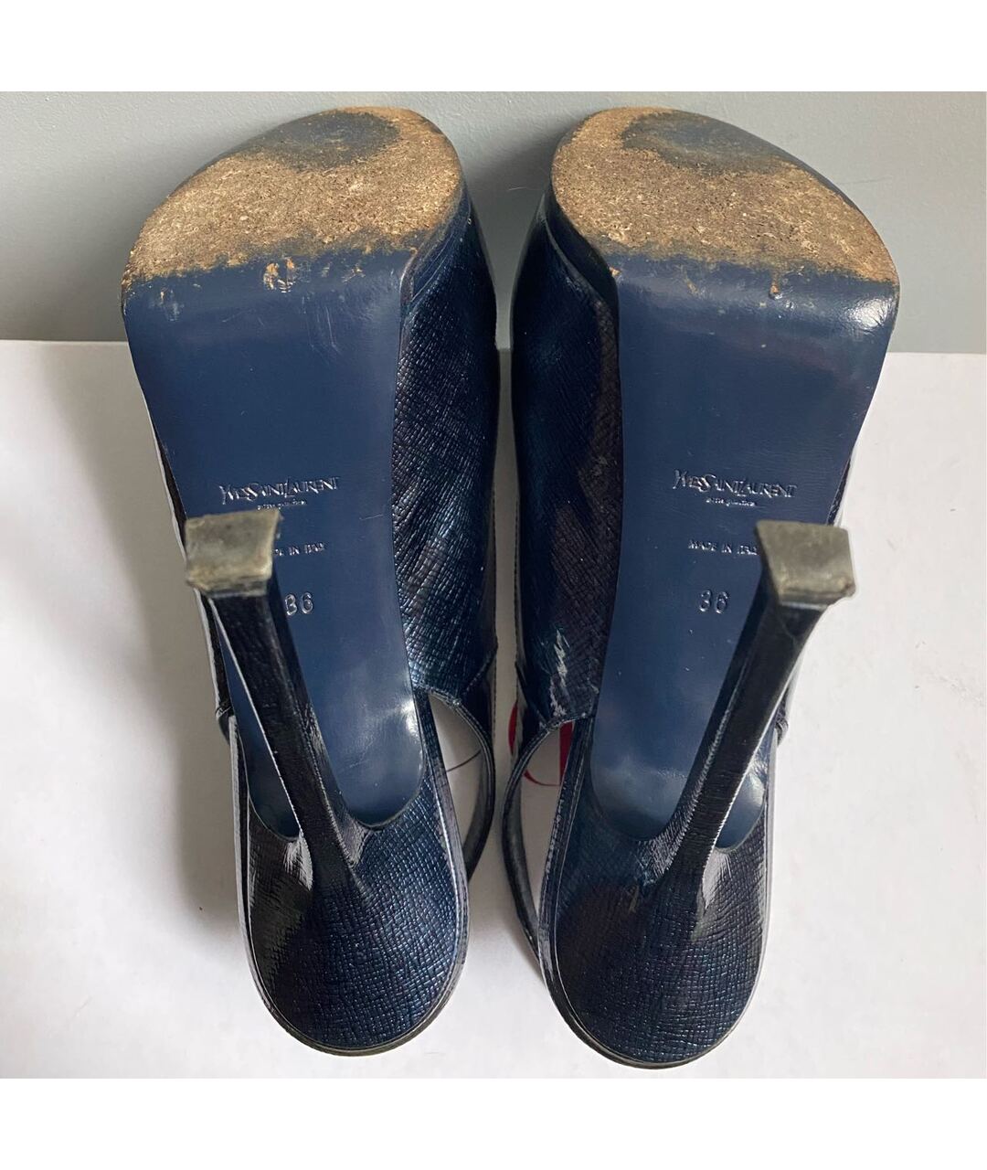 SAINT LAURENT Темно-синие кожаные туфли, фото 5