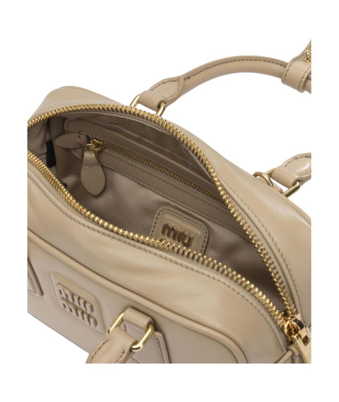 MIU MIU Бежевая кожаная сумка через плечо, фото 5