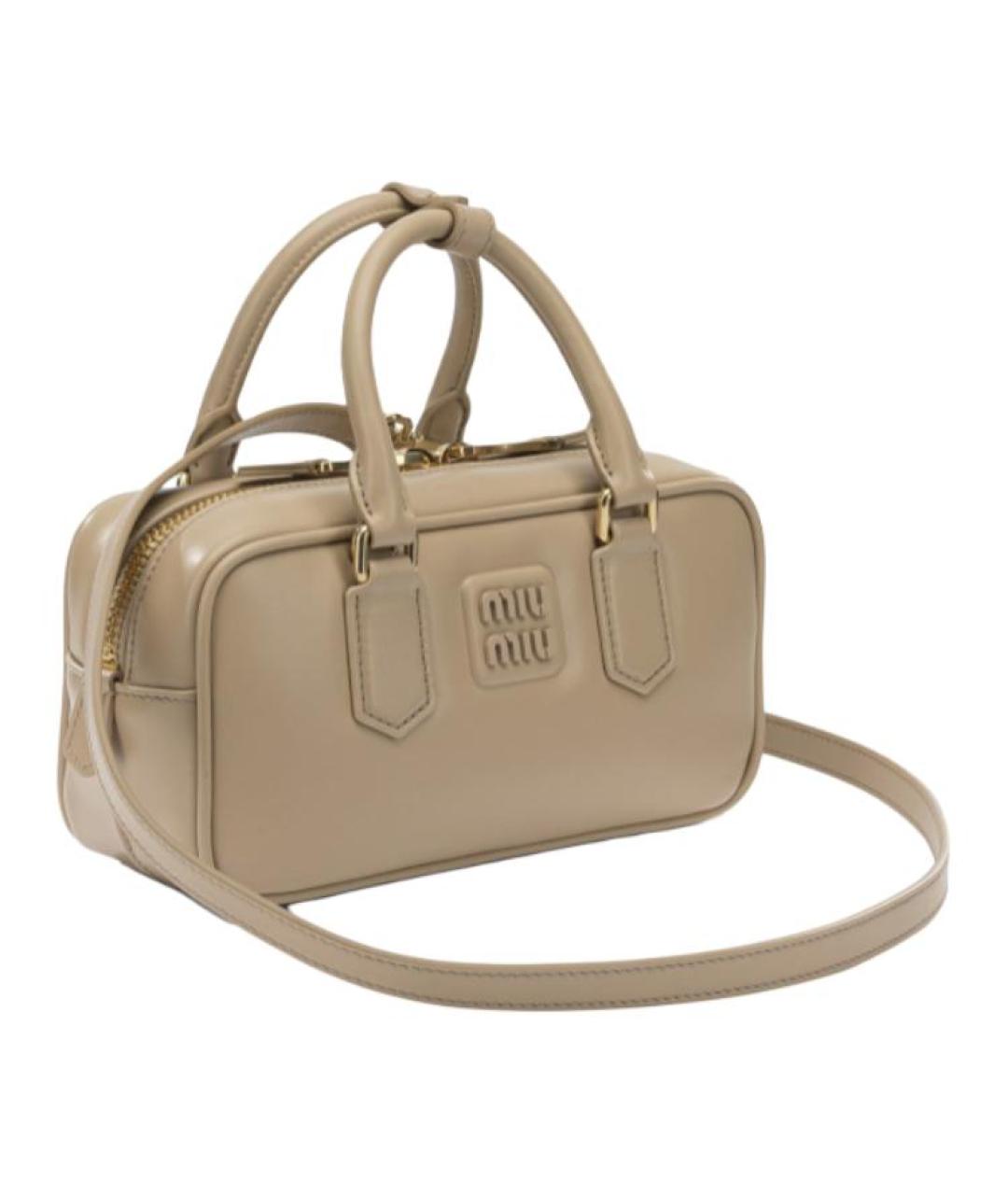 MIU MIU Бежевая кожаная сумка через плечо, фото 2