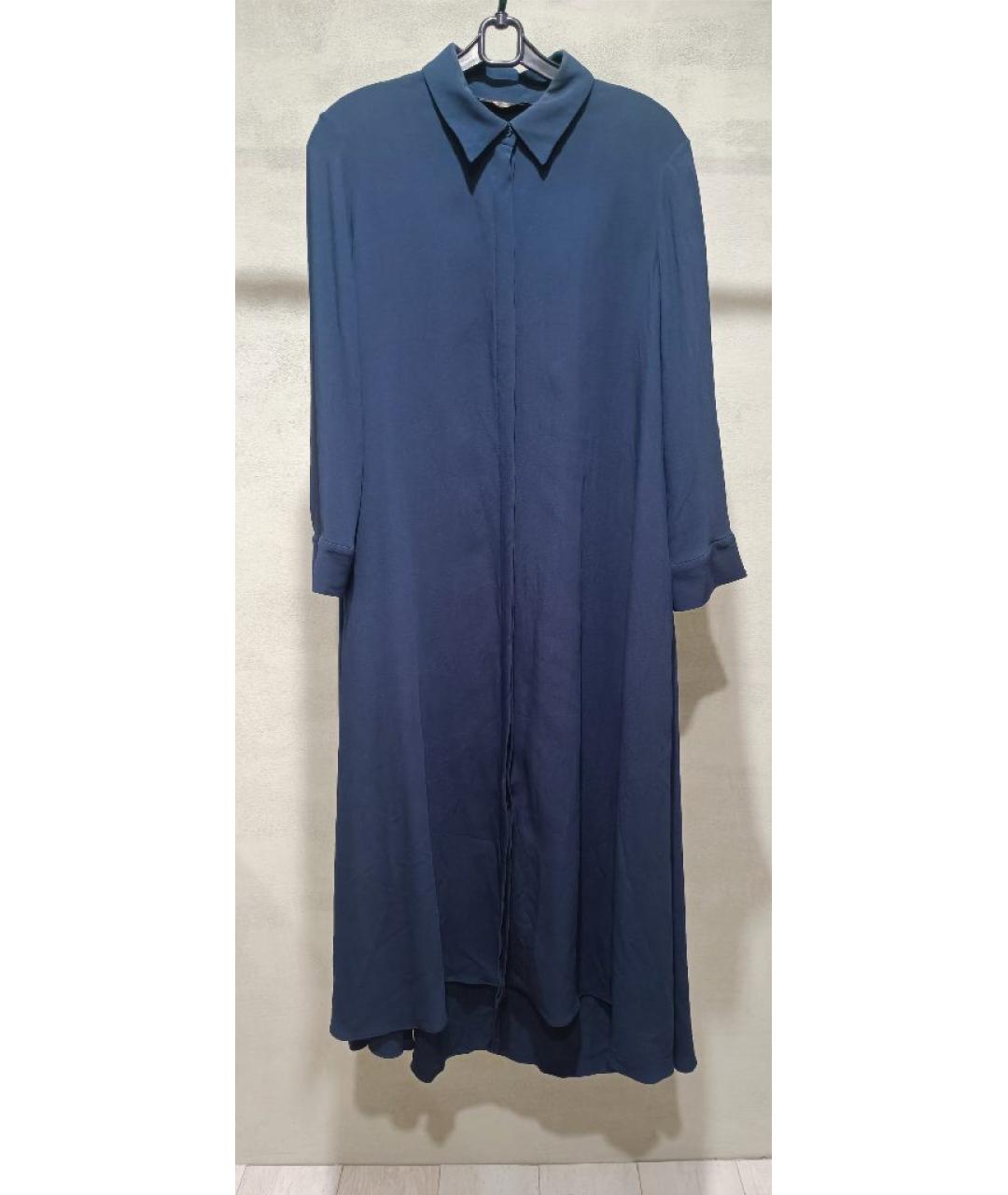 LORO PIANA Темно-синее вискозное повседневное платье, фото 5