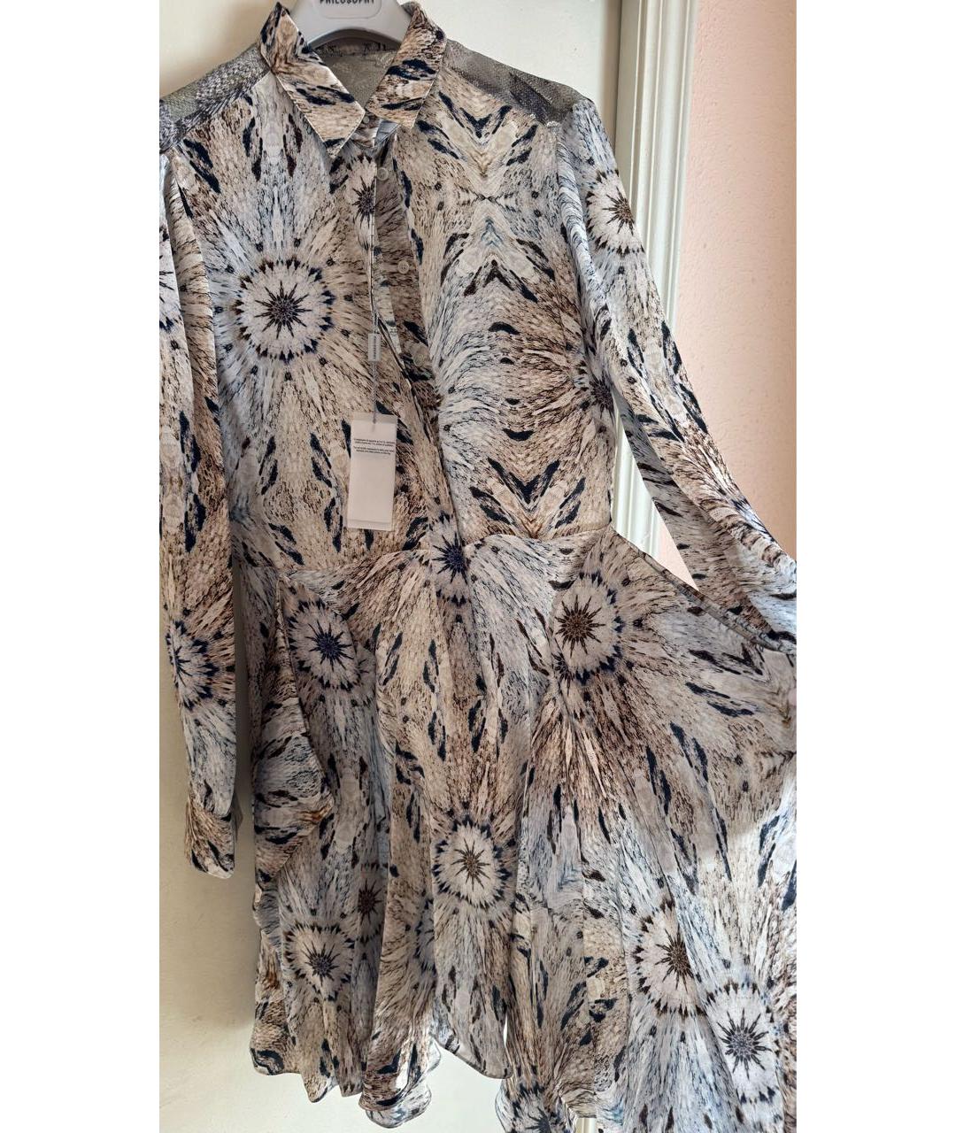 PHILOSOPHY Бежевое шелковое коктейльное платье, фото 7