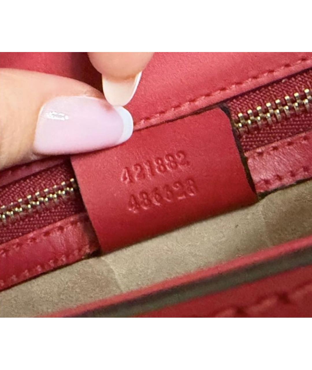 GUCCI Красная кожаная сумка с короткими ручками, фото 5