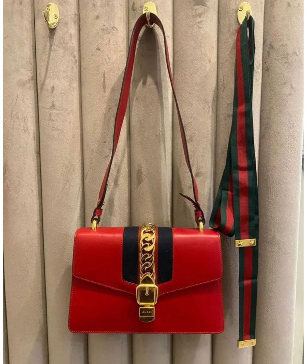 GUCCI Красная кожаная сумка с короткими ручками, фото 3