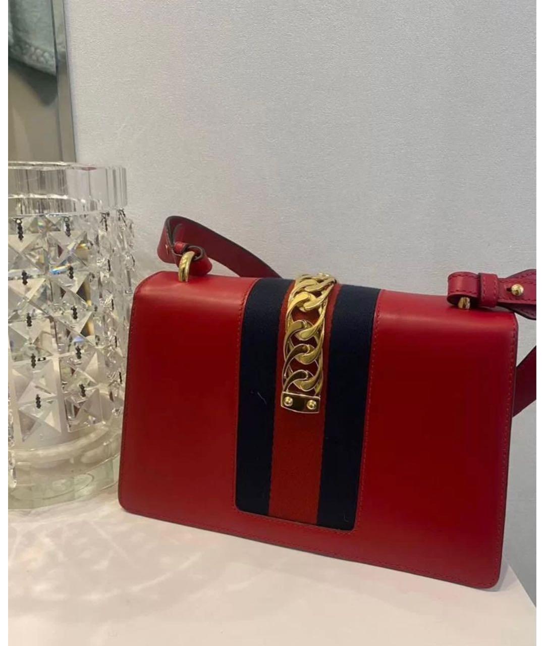 GUCCI Красная кожаная сумка с короткими ручками, фото 2