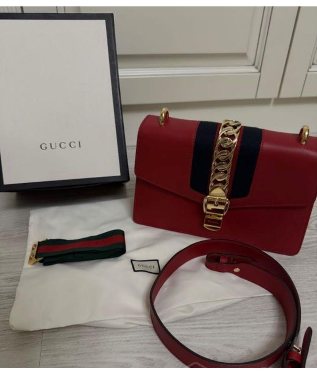 GUCCI Красная кожаная сумка с короткими ручками, фото 4