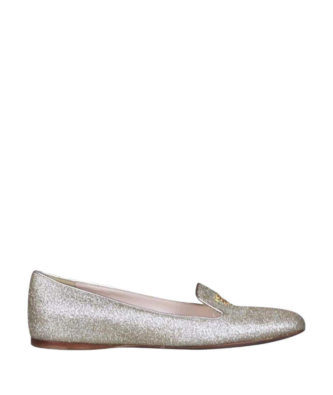 PRADA Золотые кожаные лоферы, фото 1