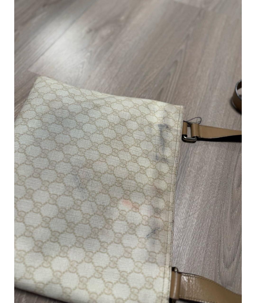 GUCCI Бежевая кожаная сумка на плечо, фото 3