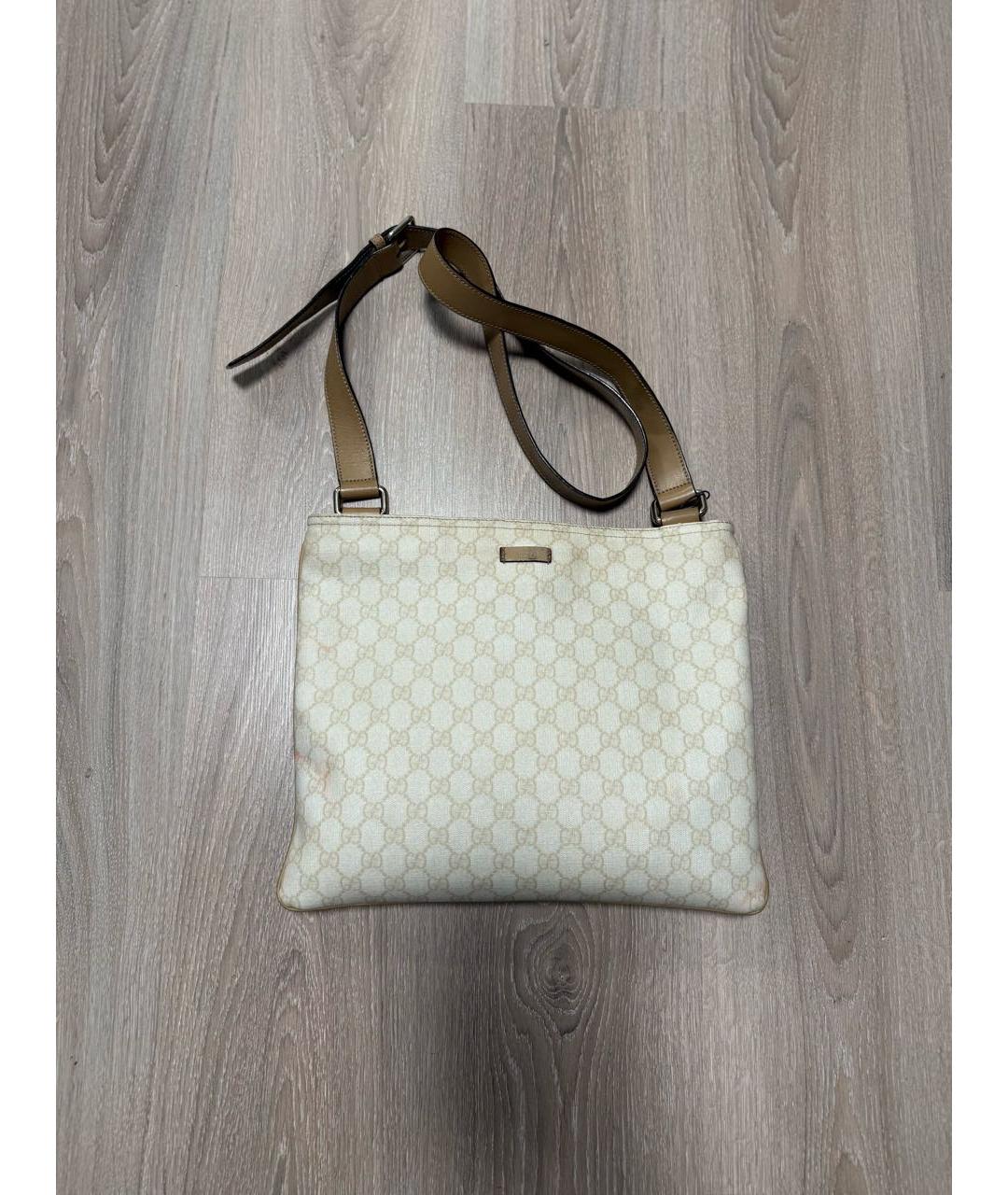 GUCCI Бежевая кожаная сумка на плечо, фото 4