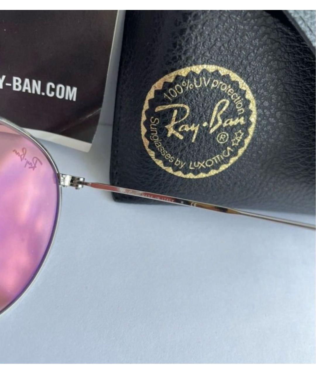 RAY BAN Розовые металлические солнцезащитные очки, фото 6