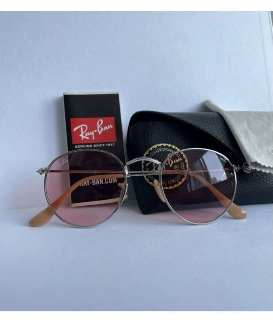 RAY BAN Розовые металлические солнцезащитные очки, фото 8