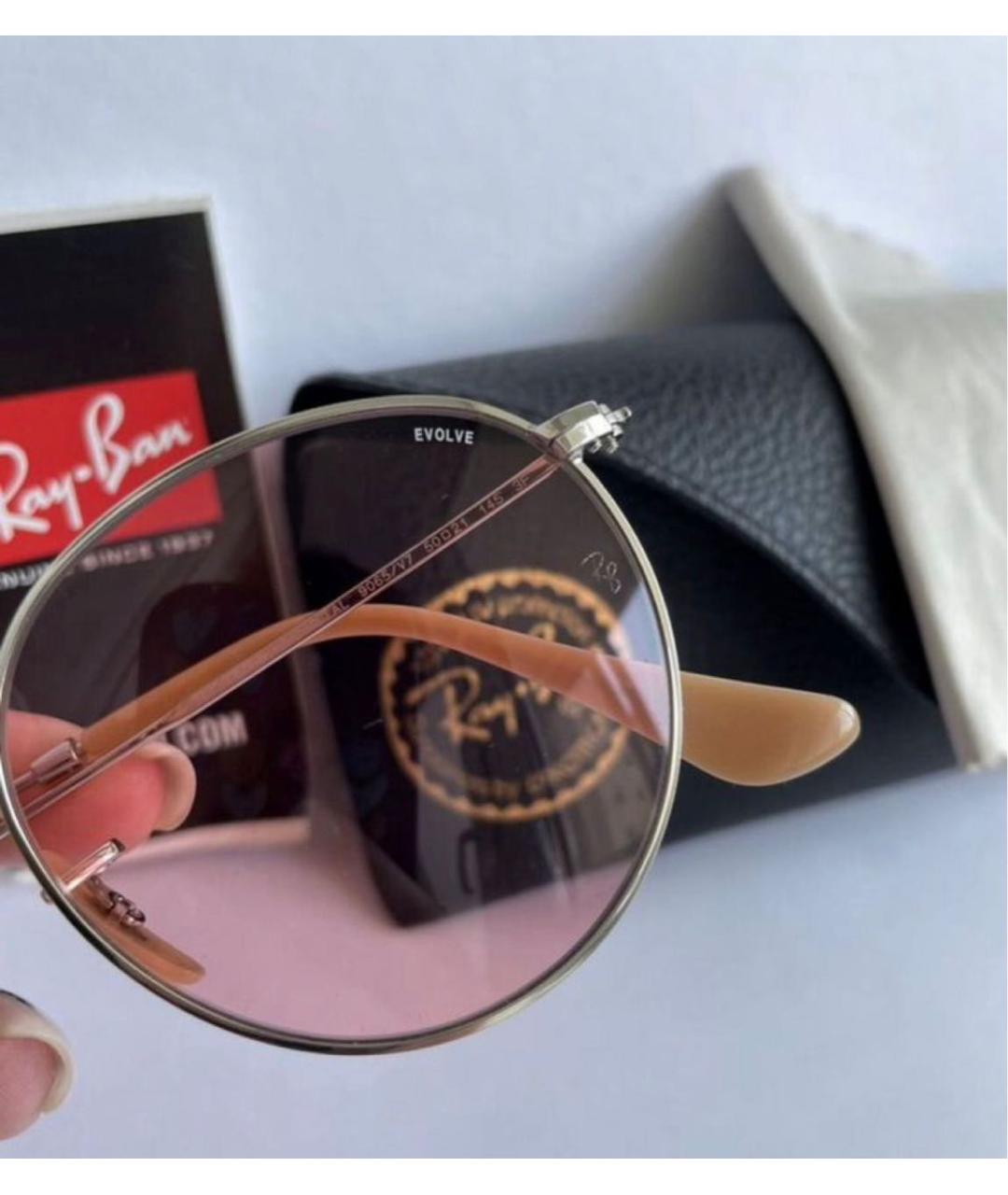 RAY BAN Розовые металлические солнцезащитные очки, фото 2