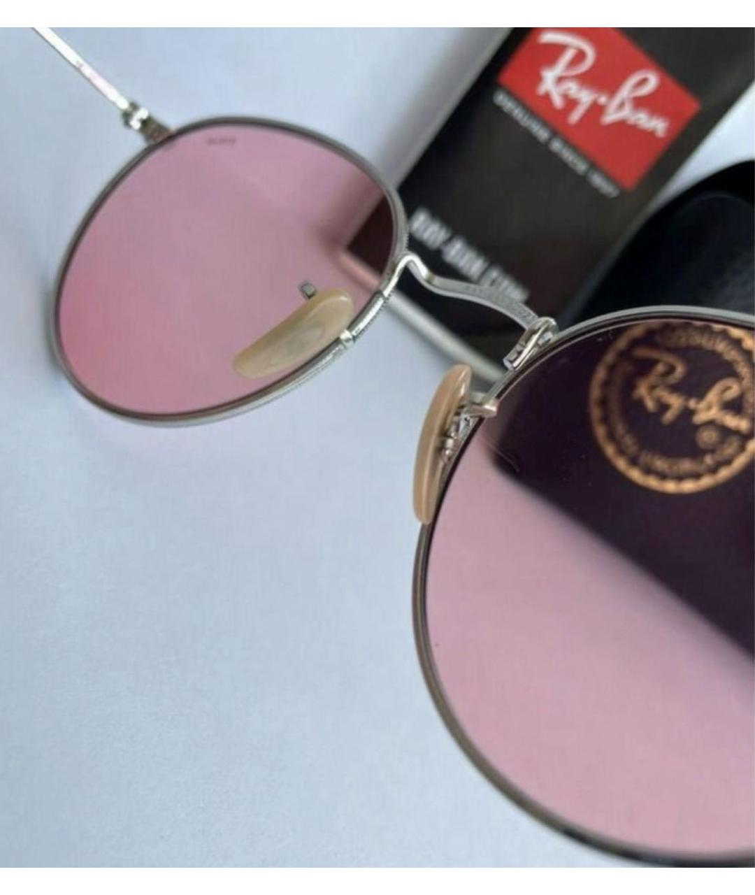 RAY BAN Розовые металлические солнцезащитные очки, фото 7