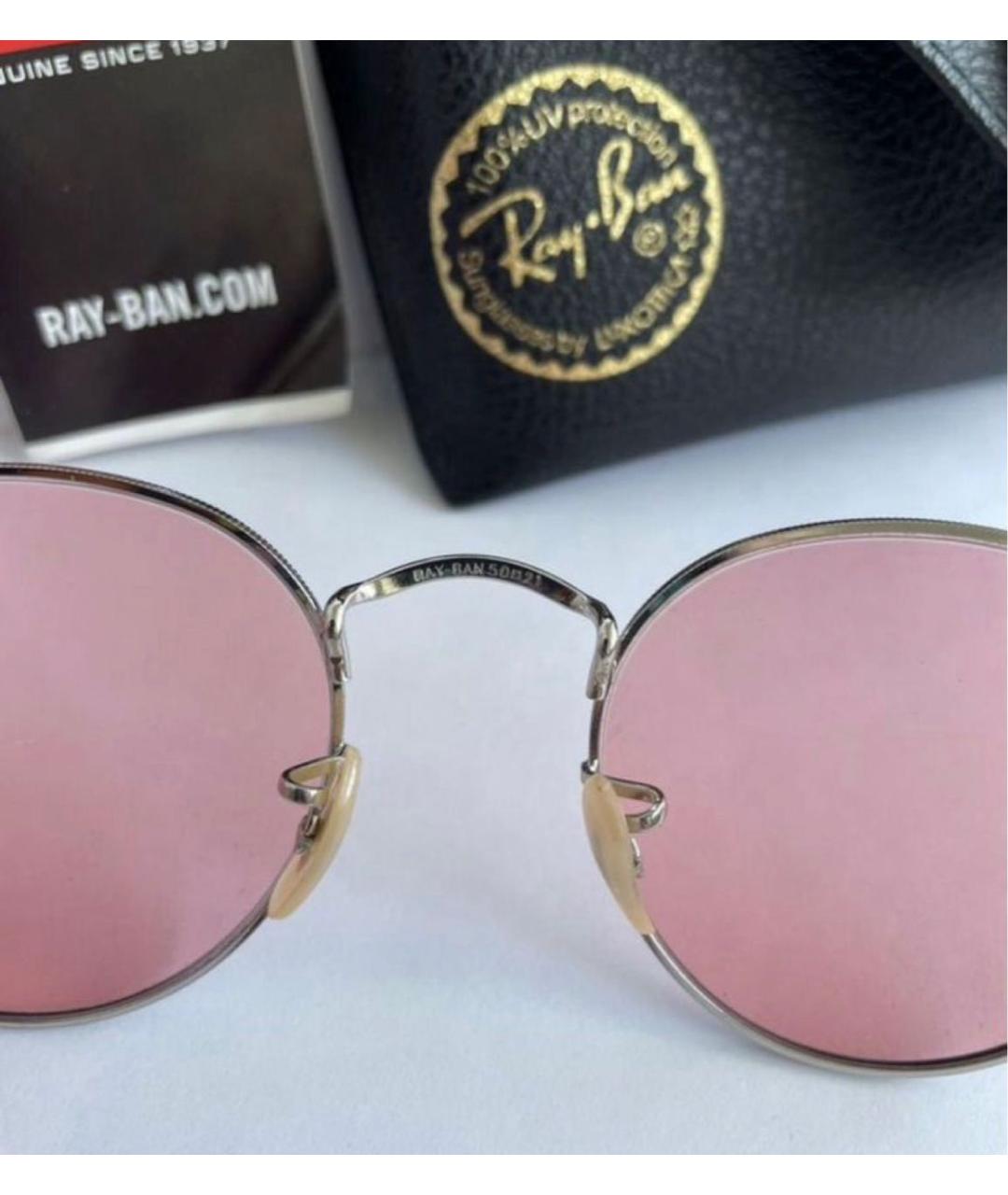 RAY BAN Розовые металлические солнцезащитные очки, фото 5