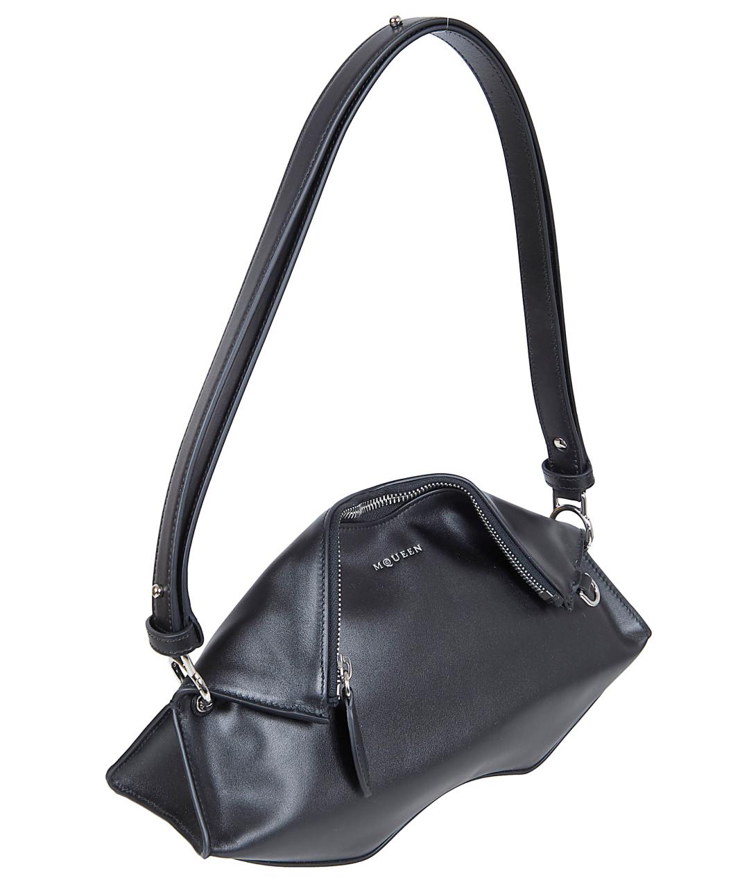 ALEXANDER MCQUEEN Черная кожаная сумка через плечо, фото 2