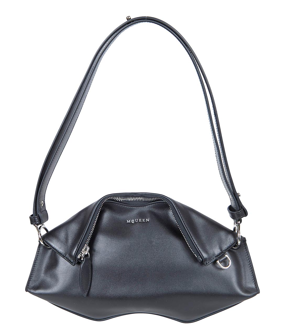 ALEXANDER MCQUEEN Черная кожаная сумка через плечо, фото 1