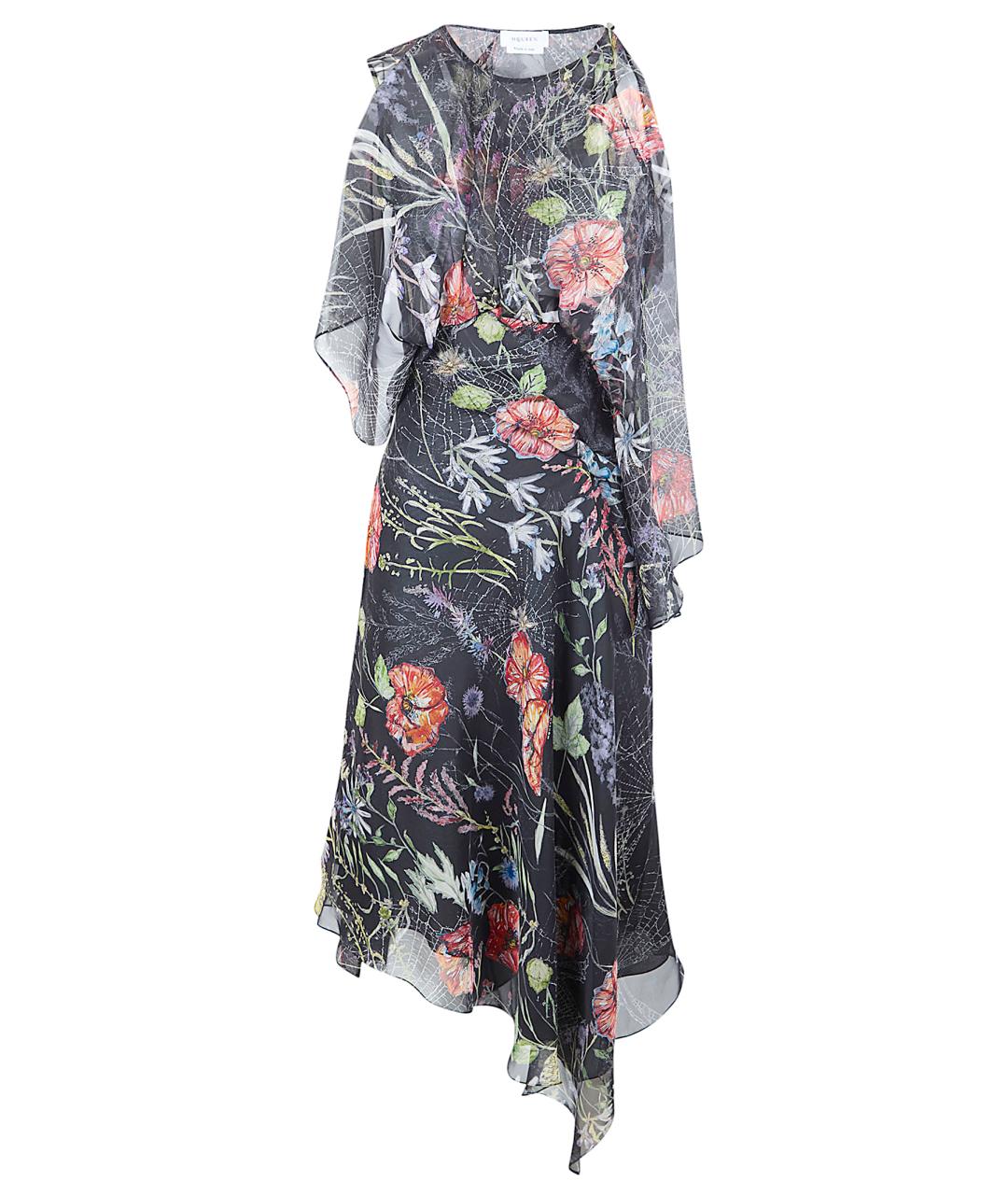 ALEXANDER MCQUEEN Мульти шелковое платье, фото 1