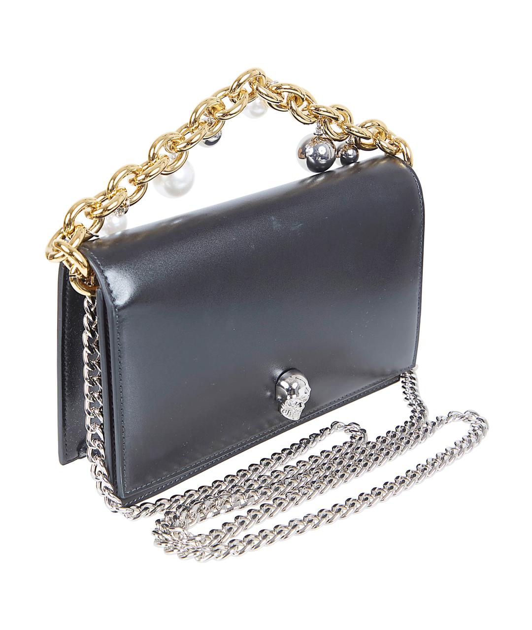 ALEXANDER MCQUEEN Черная кожаная сумка с короткими ручками, фото 2