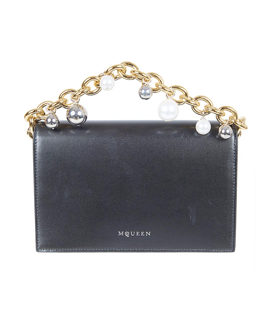 ALEXANDER MCQUEEN Черная кожаная сумка с короткими ручками, фото 3