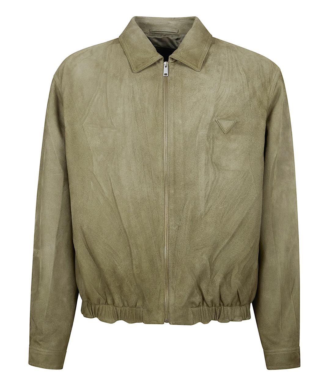 PRADA Зеленая кожаная куртка, фото 1