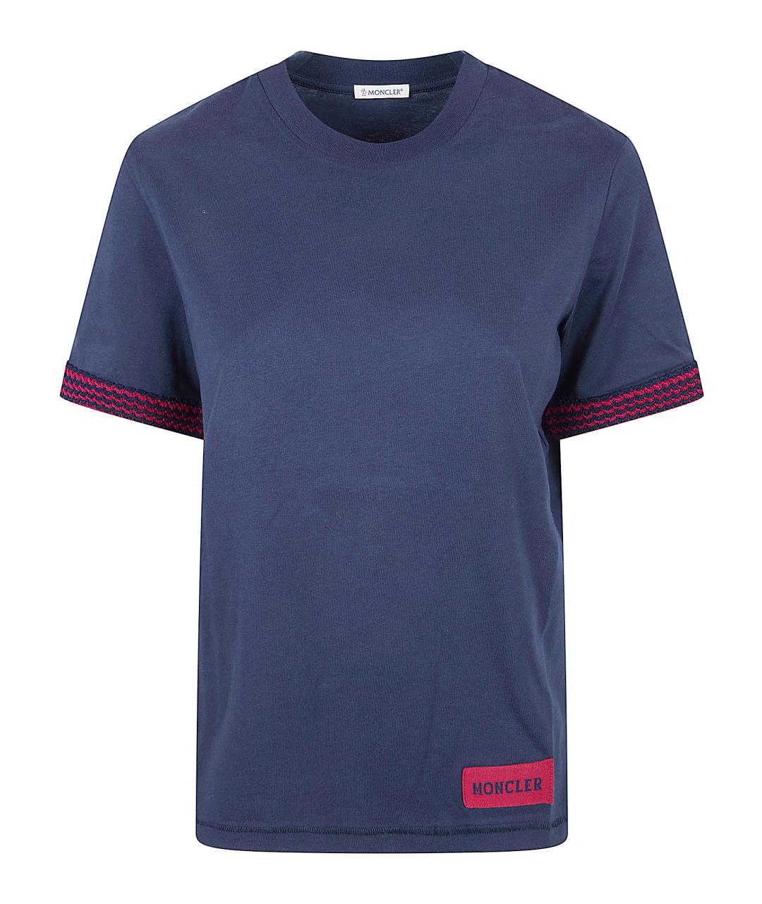 MONCLER Синяя хлопковая футболка, фото 1