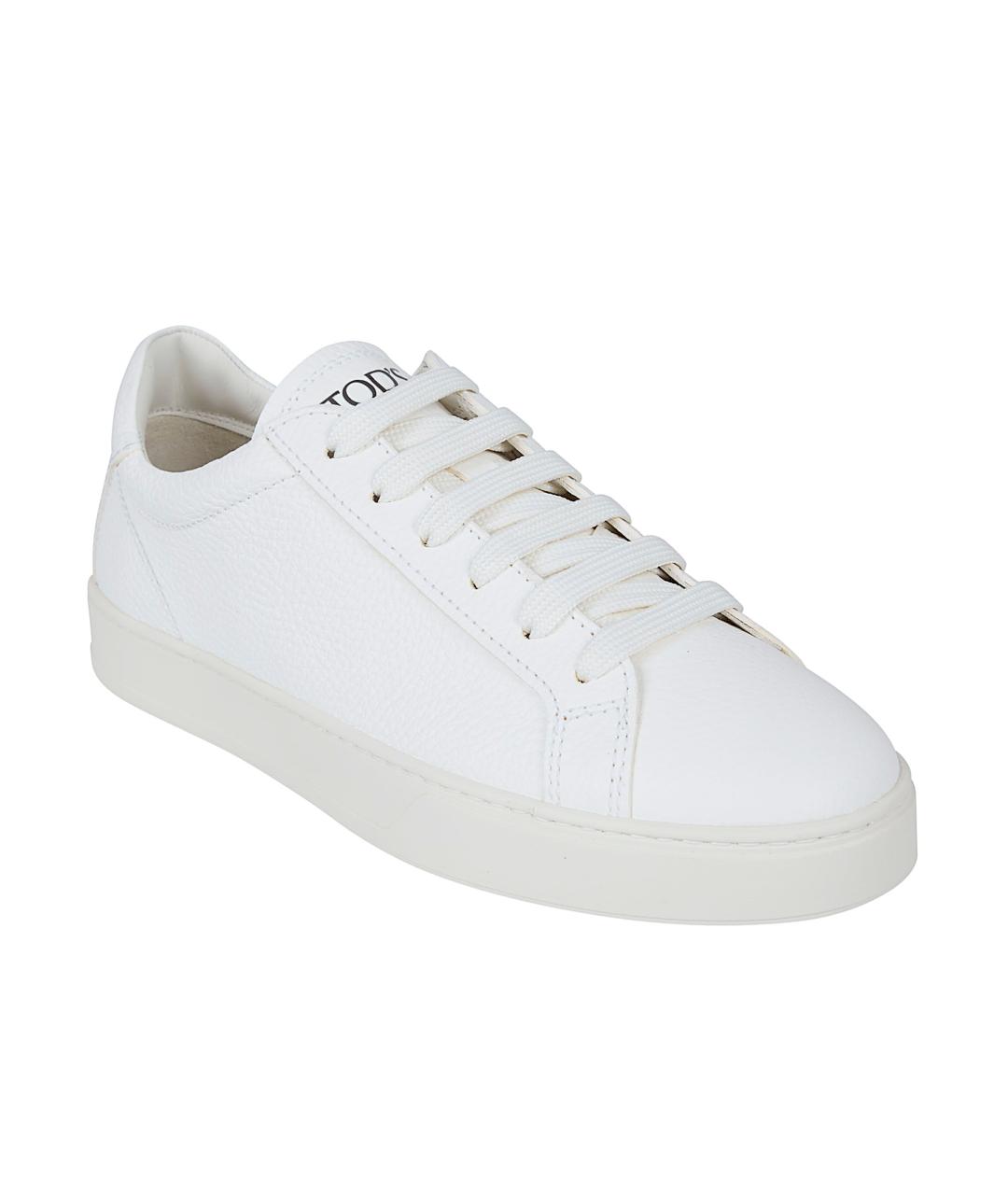 TOD'S Белые кожаные низкие кроссовки / кеды, фото 2