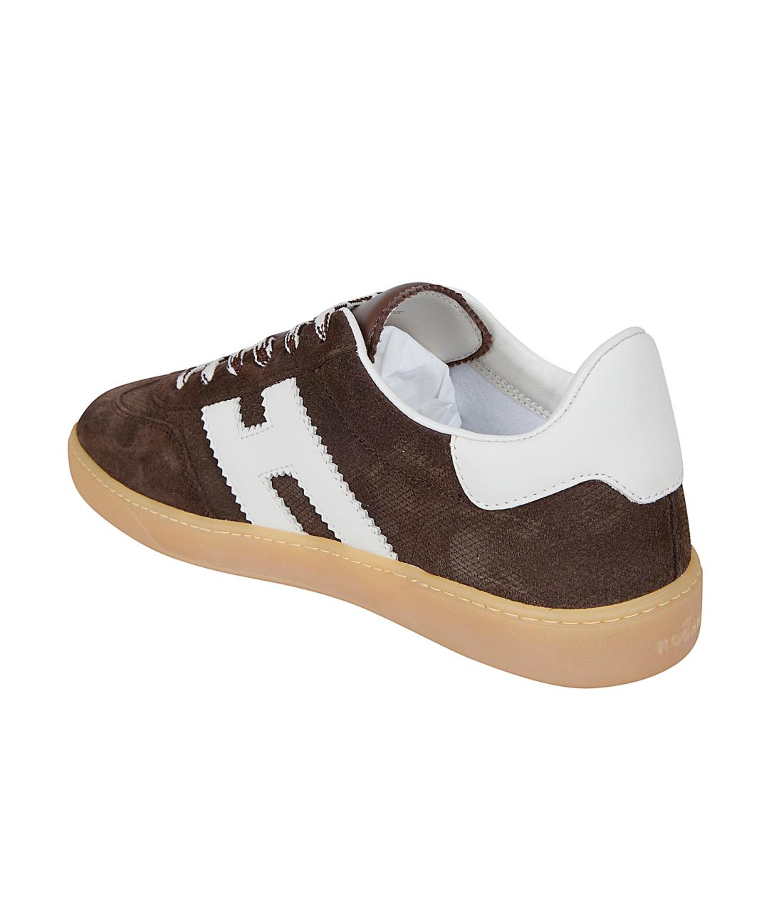 HOGAN Коричневые кожаные низкие кроссовки / кеды, фото 3