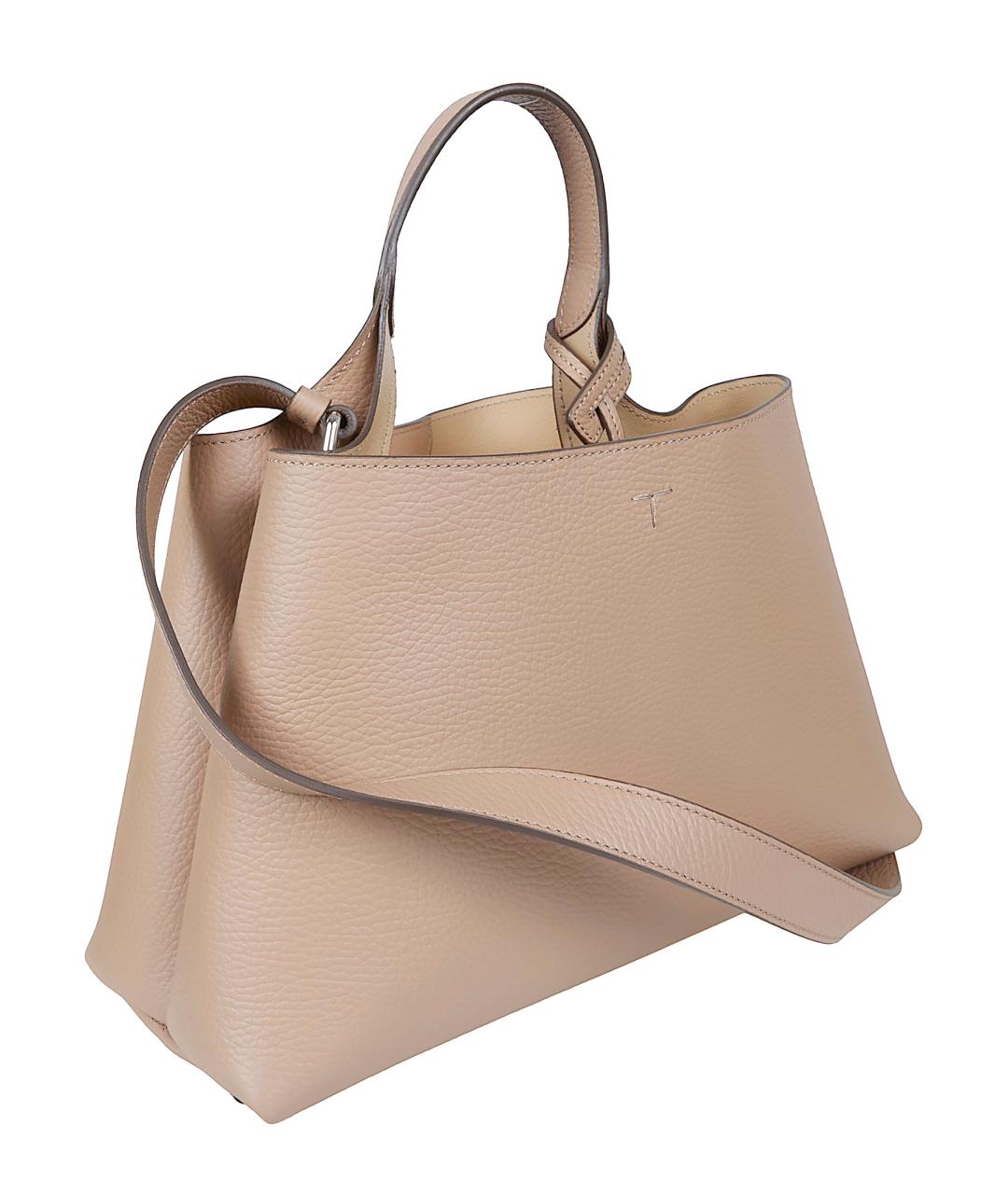 TOD'S Бежевая кожаная сумка тоут, фото 2