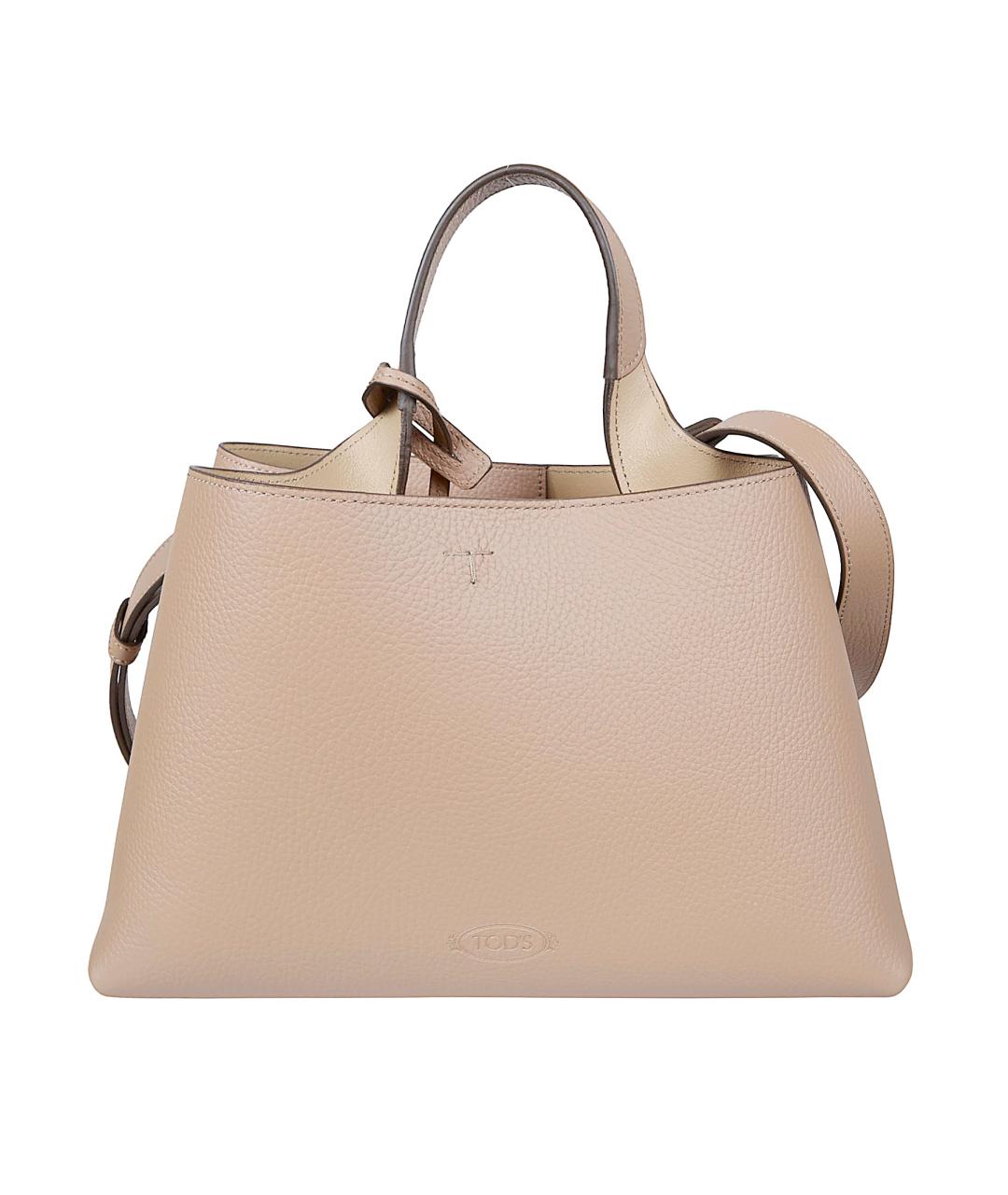 TOD'S Бежевая кожаная сумка тоут, фото 1