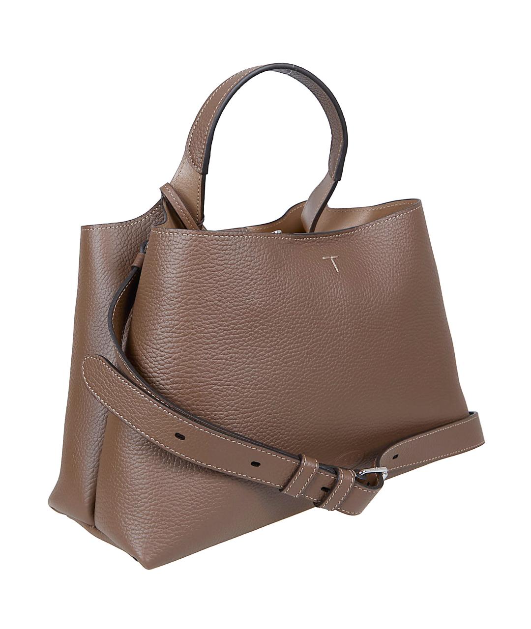 TOD'S Бежевая кожаная сумка тоут, фото 2