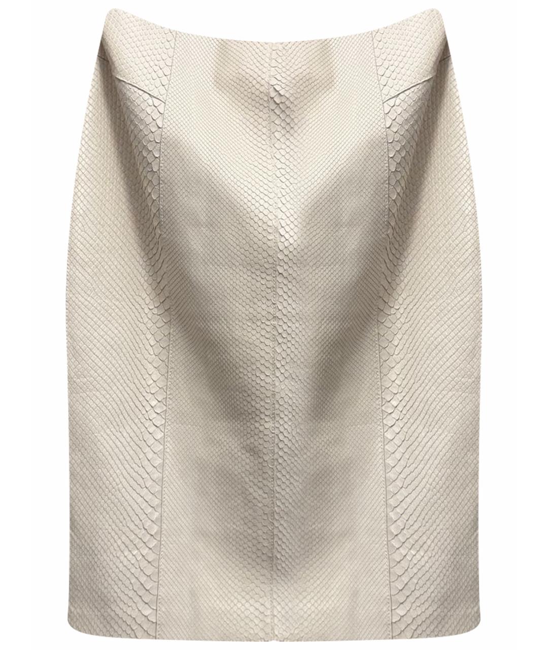 TOM FORD Белая юбка миди из экзотической кожи, фото 1