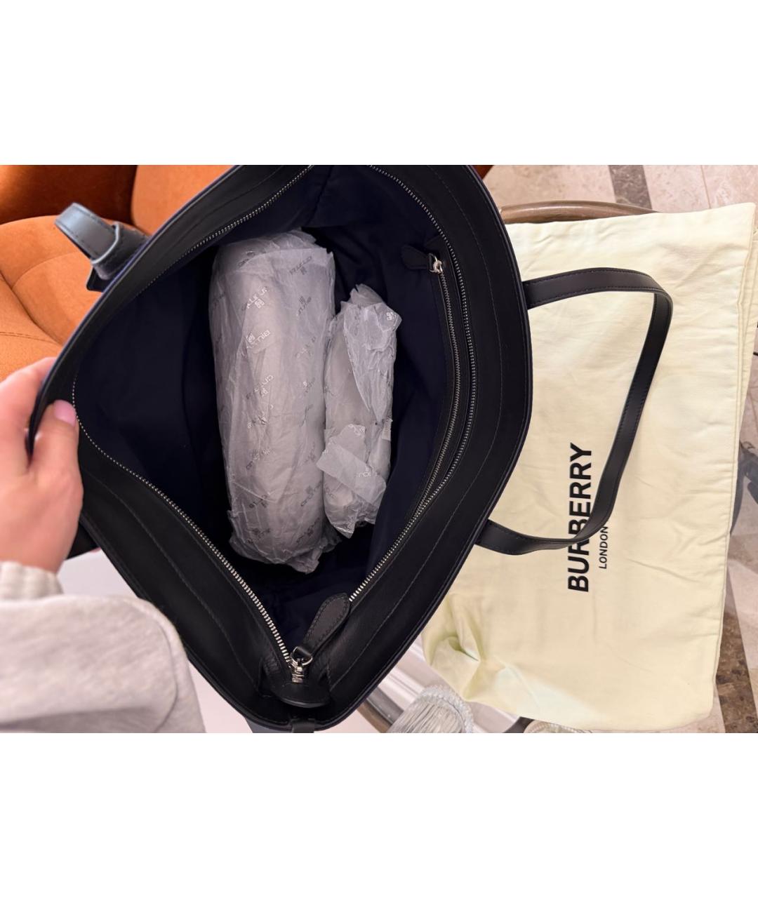 BURBERRY Темно-синяя сумка тоут, фото 4