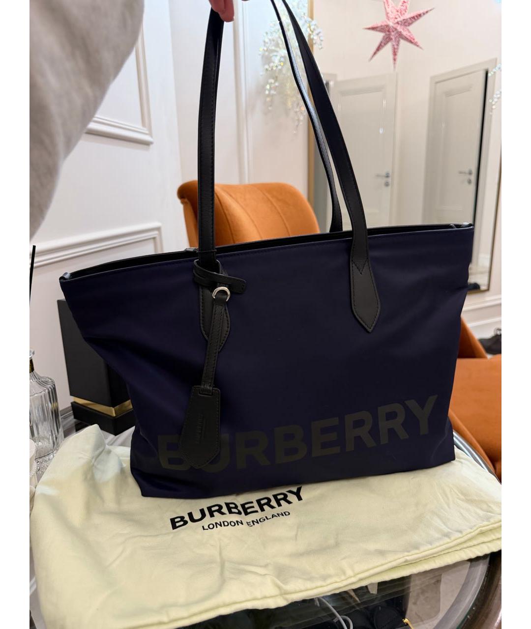 BURBERRY Темно-синяя сумка тоут, фото 6