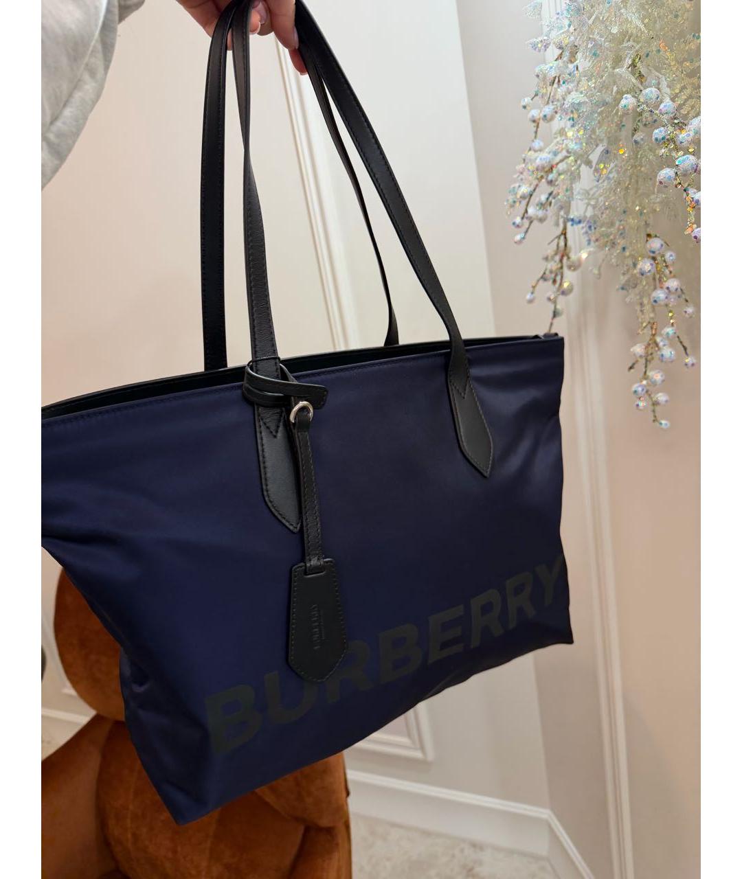 BURBERRY Темно-синяя сумка тоут, фото 2