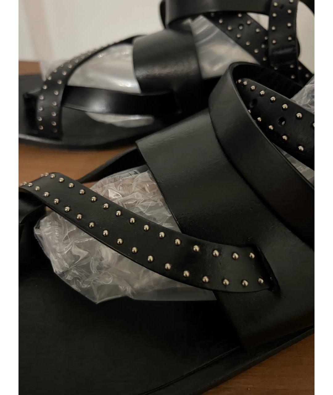 SAINT LAURENT Черные кожаные сандалии, фото 3