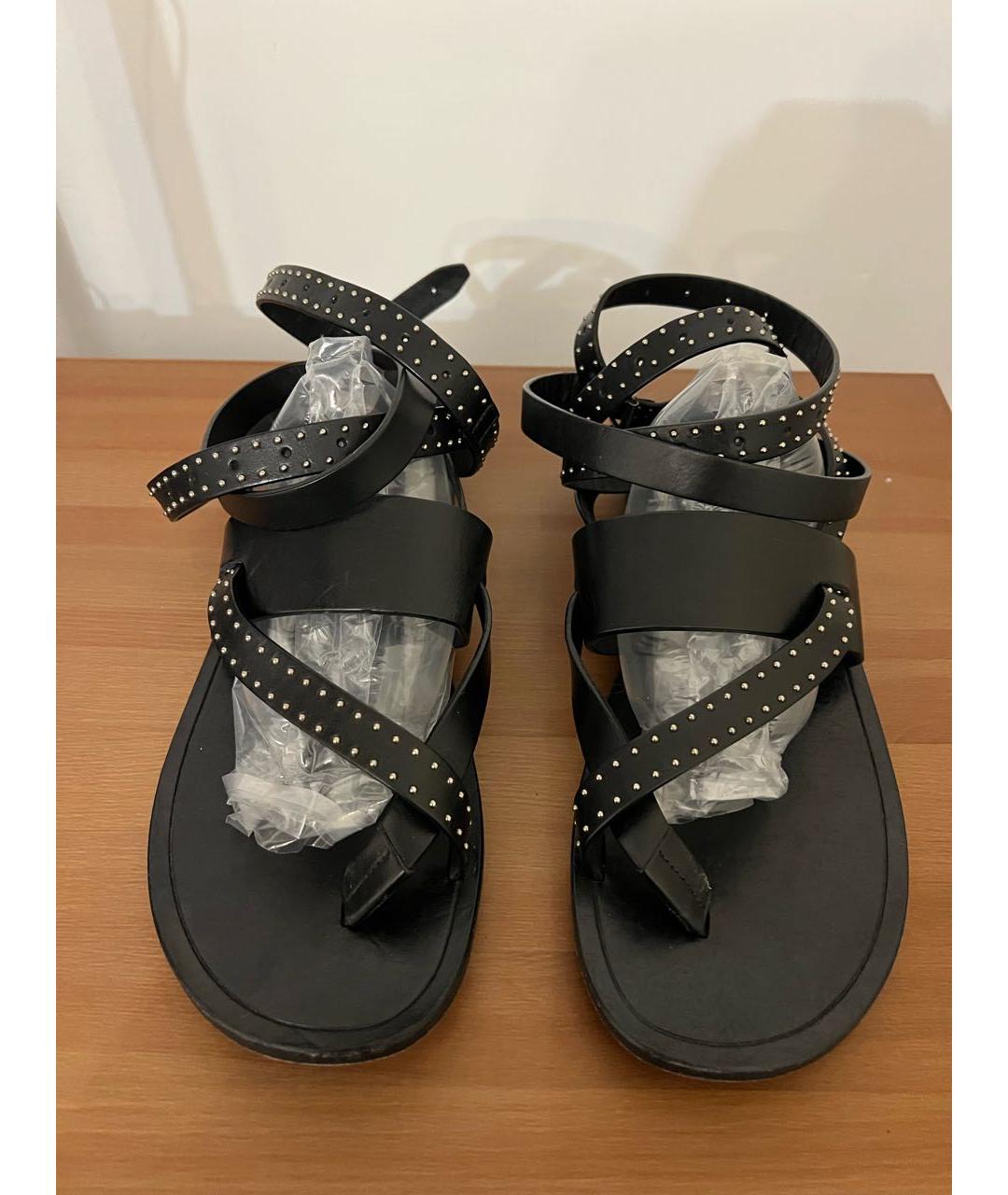 SAINT LAURENT Черные кожаные сандалии, фото 2