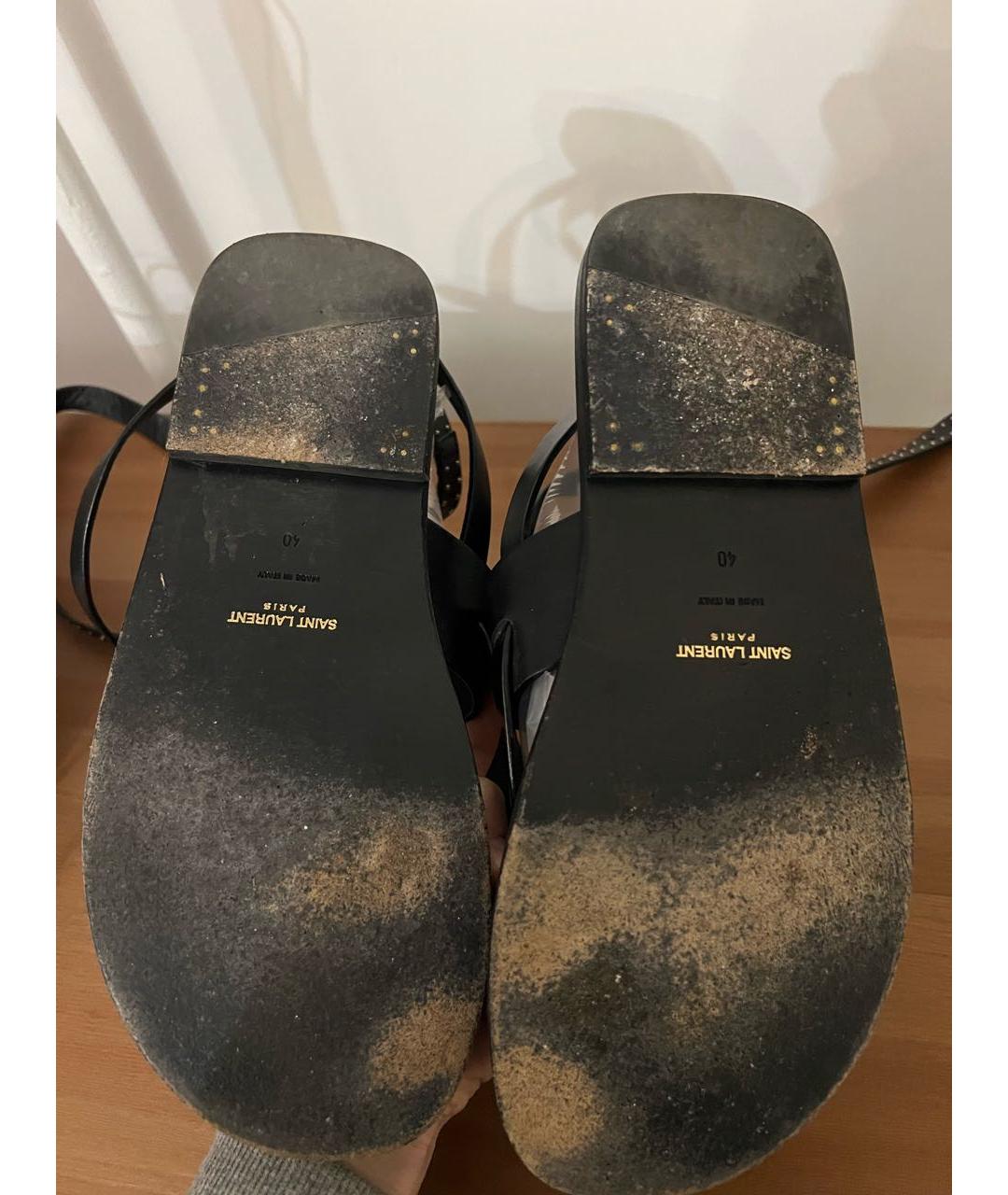 SAINT LAURENT Черные кожаные сандалии, фото 4