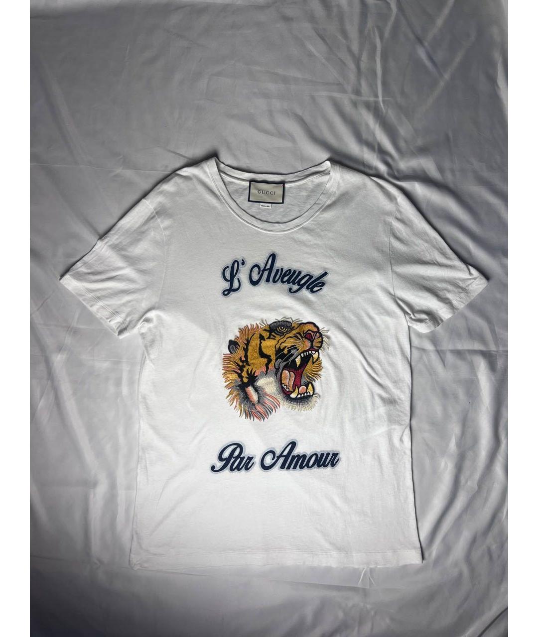 GUCCI Белая хлопковая футболка, фото 6