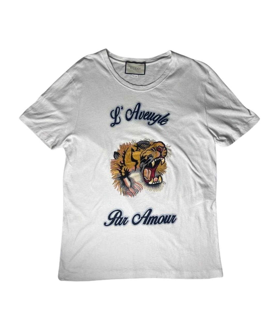 GUCCI Белая хлопковая футболка, фото 1