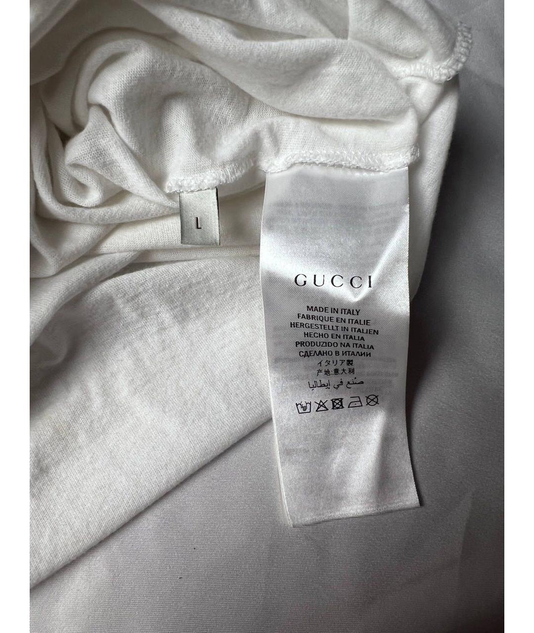 GUCCI Белая хлопковая футболка, фото 4