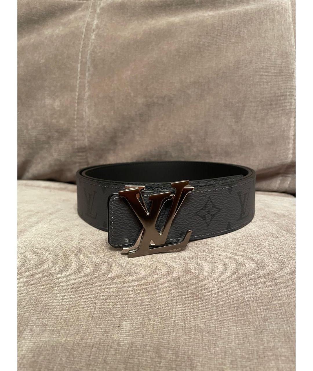 LOUIS VUITTON Антрацитовый кожаный ремень, фото 5