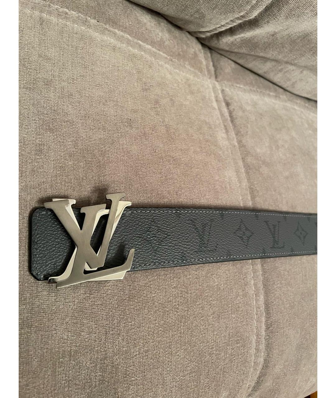 LOUIS VUITTON Антрацитовый кожаный ремень, фото 4