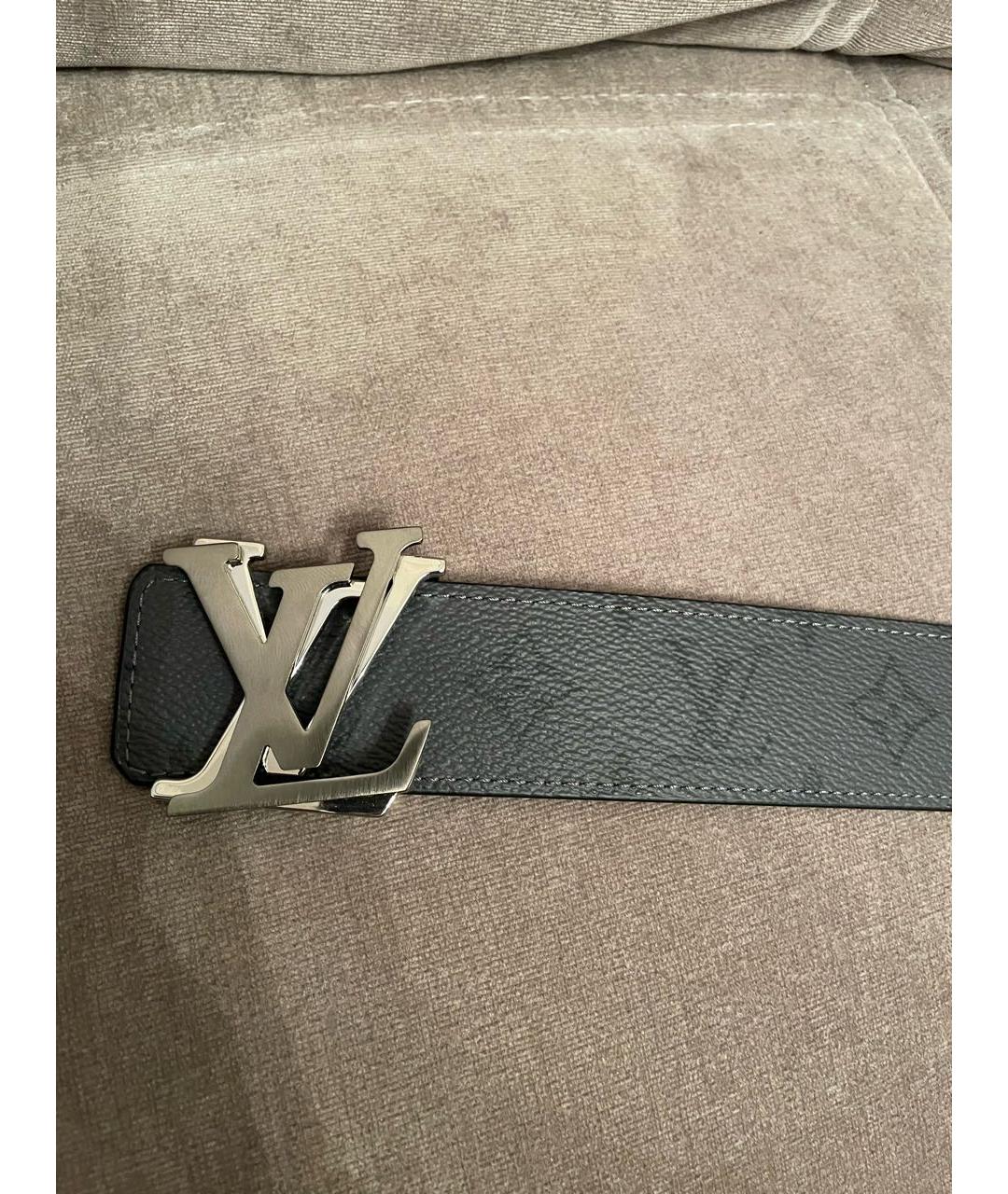 LOUIS VUITTON Антрацитовый кожаный ремень, фото 2