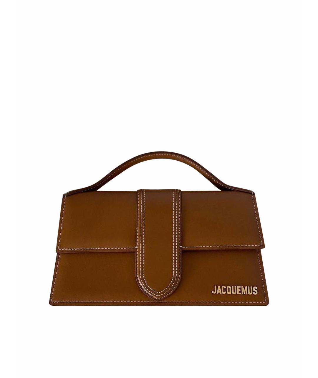 JACQUEMUS Коричневая кожаная сумка с короткими ручками, фото 1