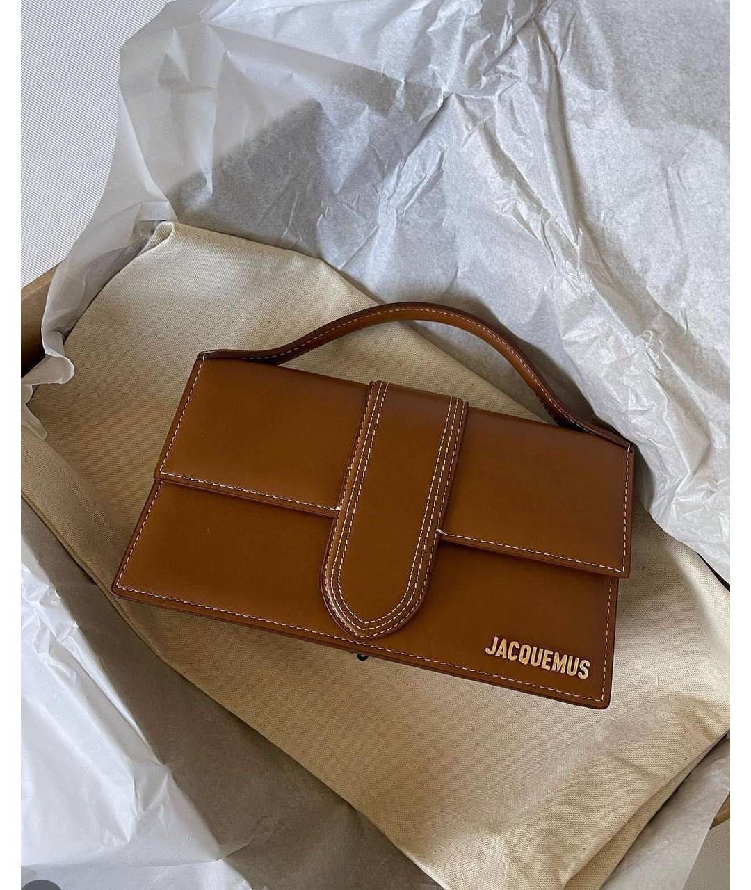 JACQUEMUS Коричневая кожаная сумка с короткими ручками, фото 4