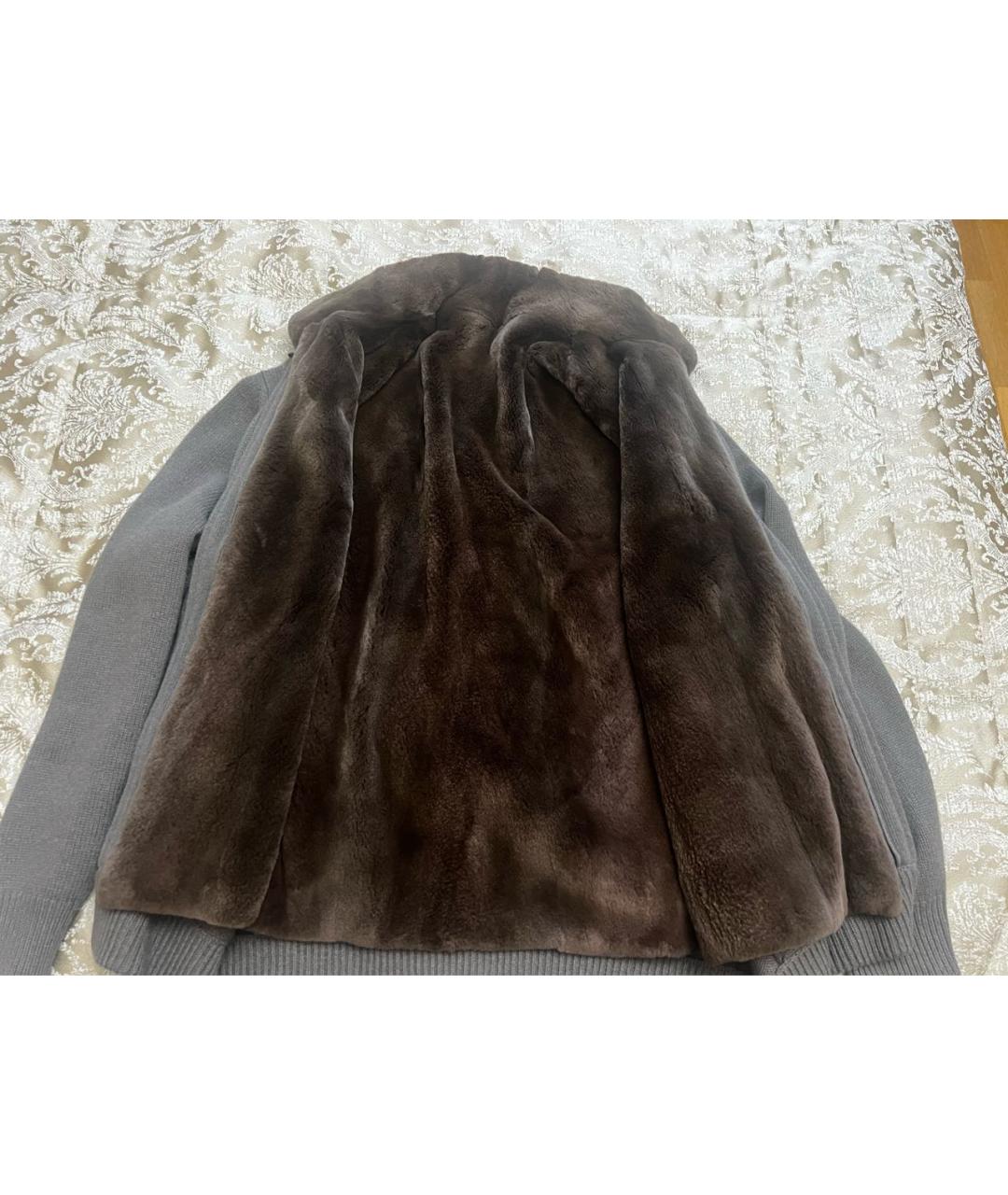 LORO PIANA Серая кашемировая дубленка/шуба, фото 3