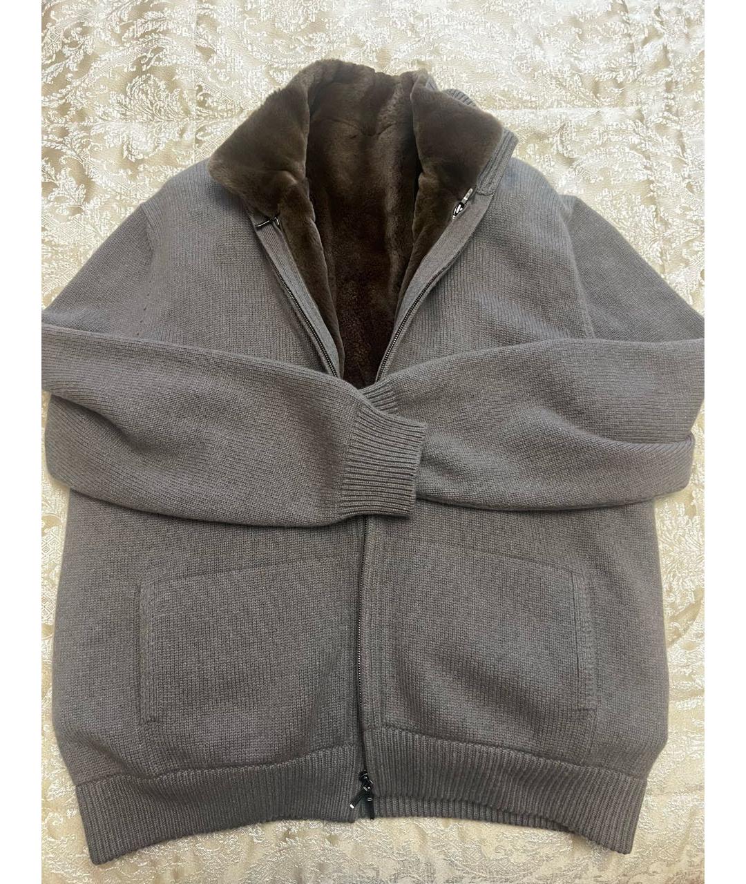 LORO PIANA Серая кашемировая дубленка/шуба, фото 5