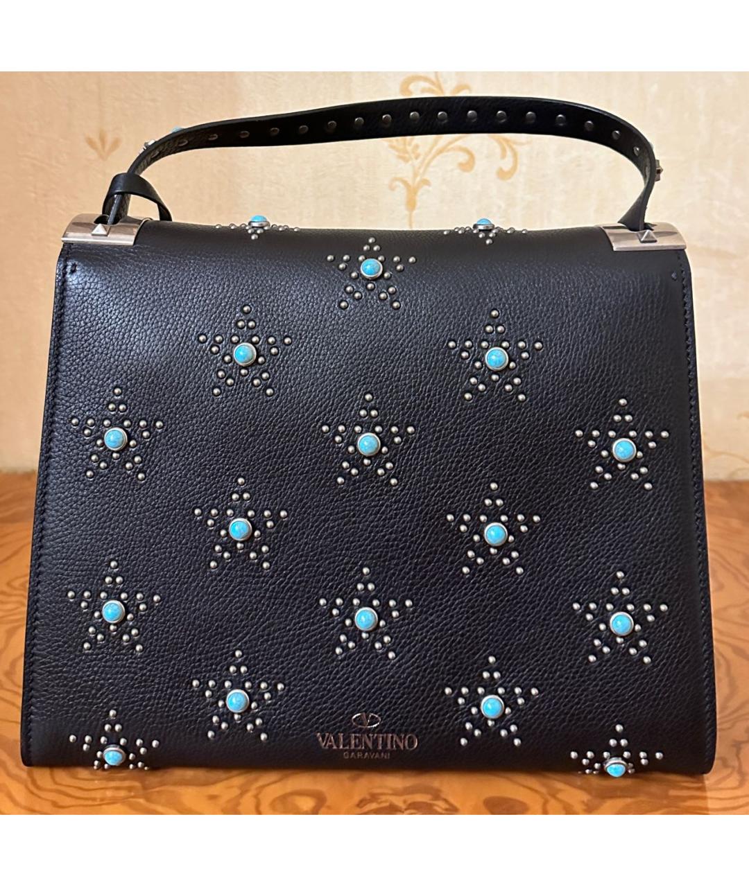 VALENTINO Черная кожаная сумка через плечо, фото 3