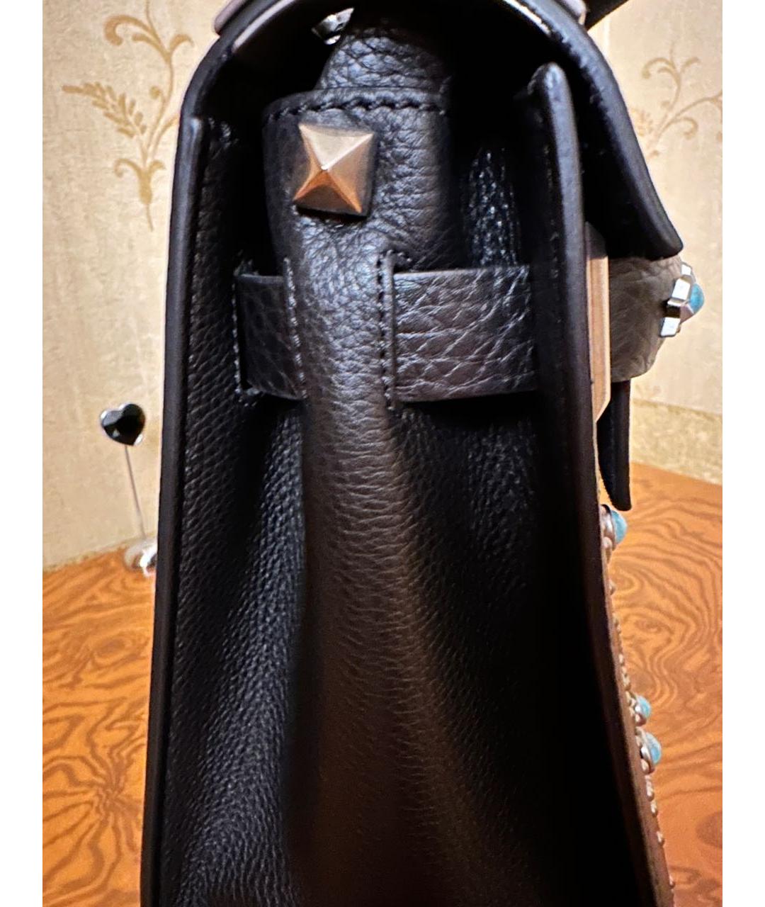 VALENTINO Черная кожаная сумка через плечо, фото 7